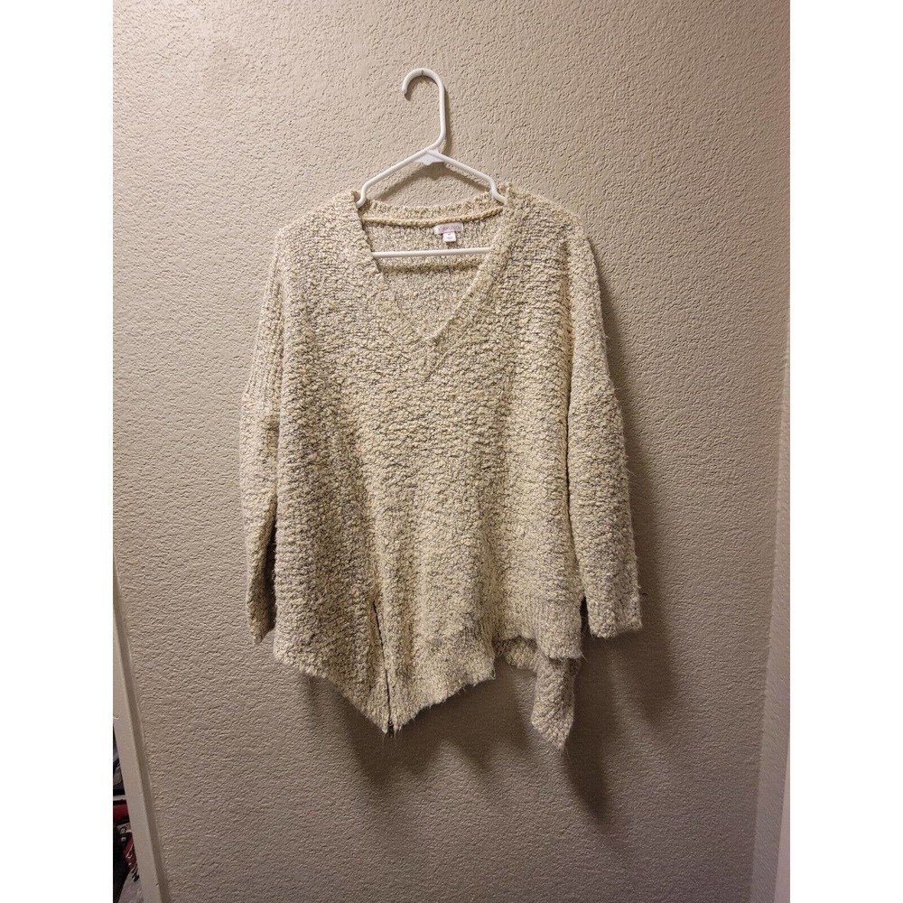 Xhilaration Asymmetrical Long Sleeve Sweater Cream Size Medium